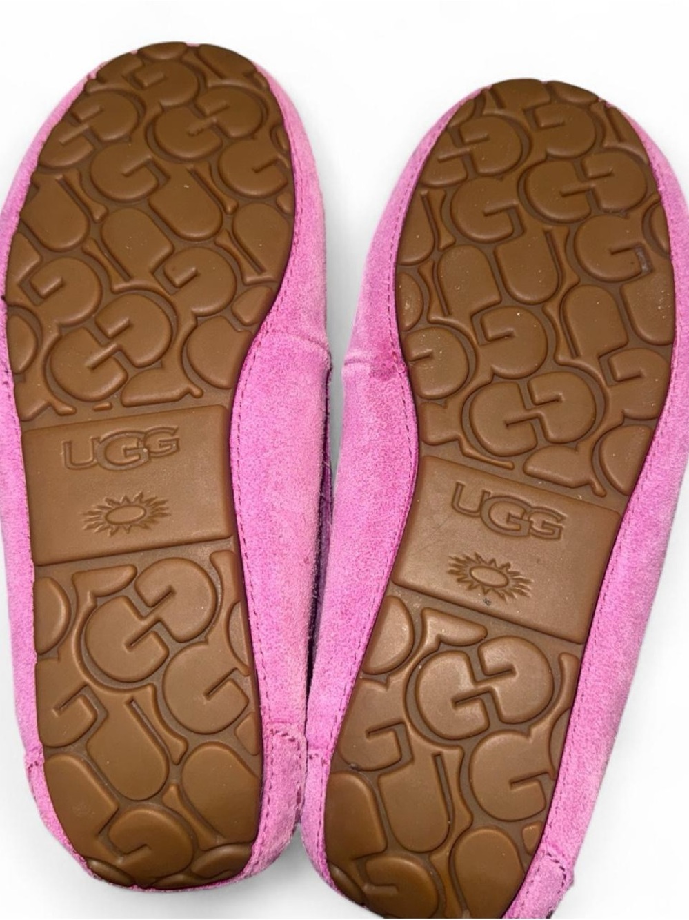 UGG Women's Bubblegum Pink Suede Sheepskin Moccasin Slippers - Picture 6 of 6